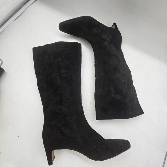 Splendid Black Suede Mid Calf Pointed Toe Kitten Heel Boots Women’s 6.5 - Picture 8 of 8